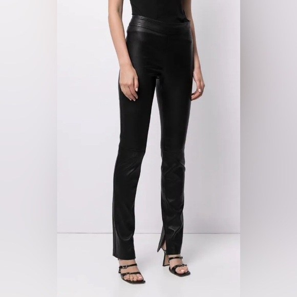 Helmut Lang slit-cuff black lamb leather trousers NWT - Picture 3 of 12